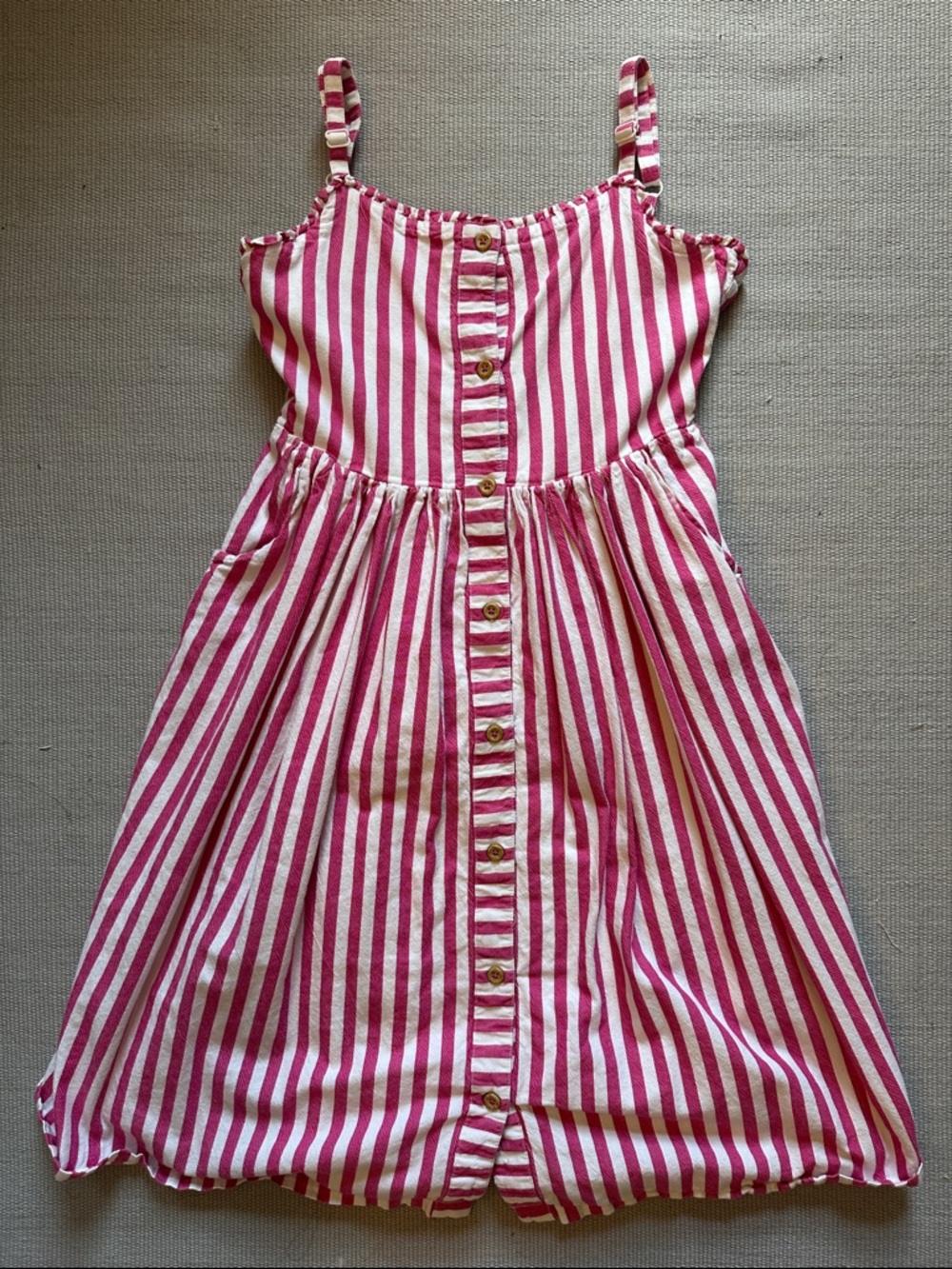 Boden Pink and White Striped Button-Front Sundress